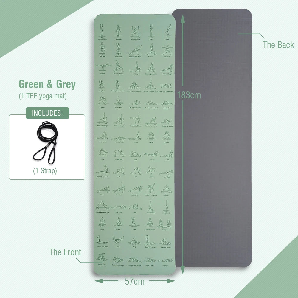 Yoga Mat TPE Non-Slip Lightweight 183×57cm