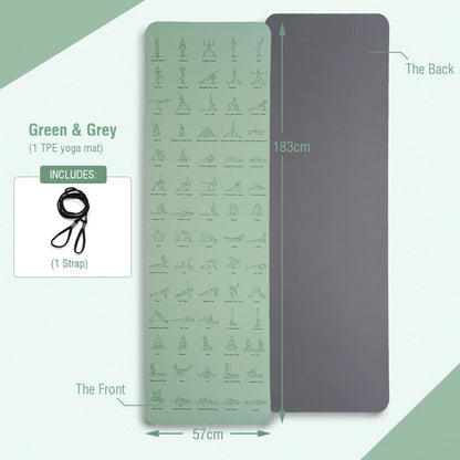 Yoga Mat TPE Non-Slip Lightweight 183×57cm