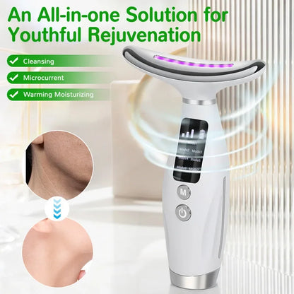 Neck Face Beauty Massager Device with Micro-Current 7-Color LED