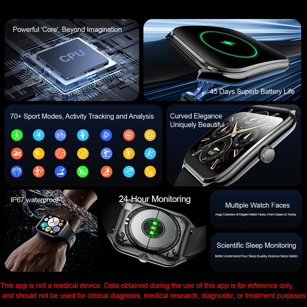 Smart Watch with Bluetooth Call Fitness Tracker (Black)