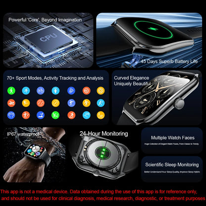Smart Watch with Bluetooth Call Fitness Tracker (Black)
