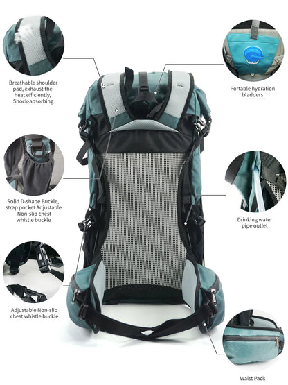 Backpack with 50L Roll Top Waterproof for Hiking