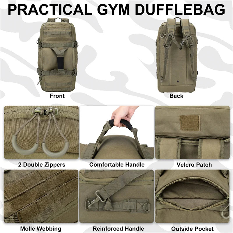 Tactical Backpack with 60L Waterproof 600D Polyester