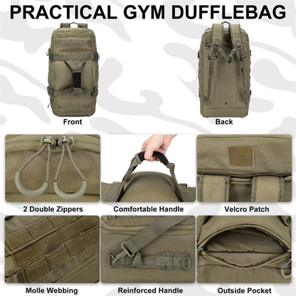 Tactical Backpack with 60L Waterproof 600D Polyester