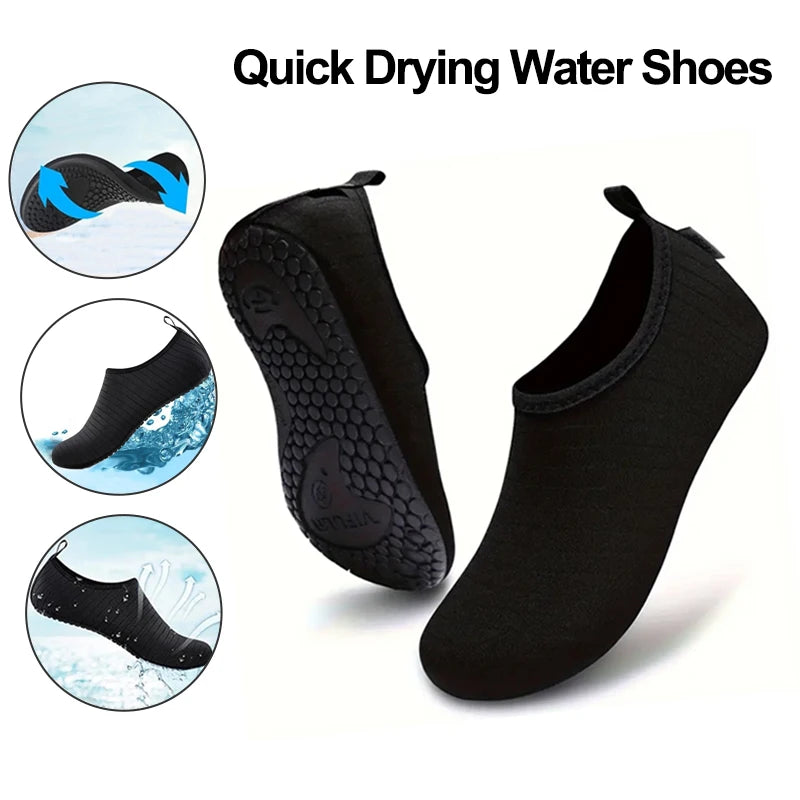 Swimming Black Shoes Quick-Dry Anti-Slip Unisex (Shoe Size: 40-41)