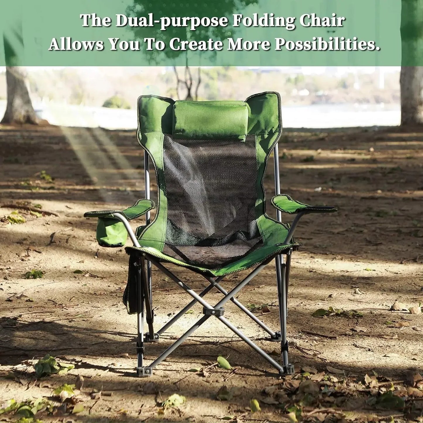 Portable Camping Folding Chair with Reclining Footrest