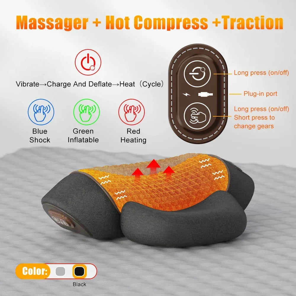 Neck Massager Pillow with Electric Heating Cervical Stretch