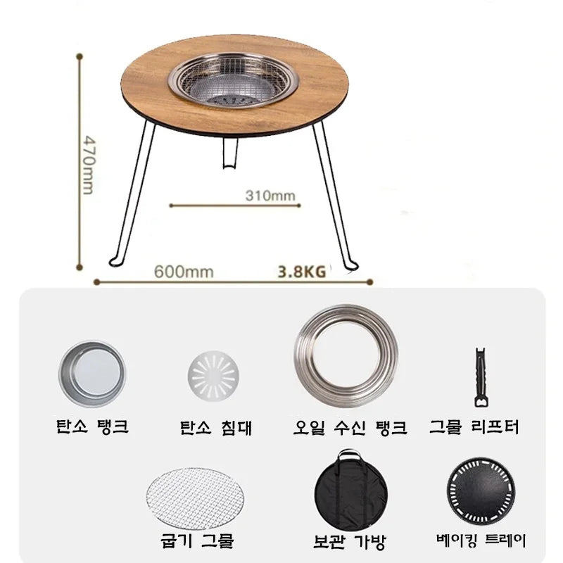 Folding IGT Charcoal with Table Round BBQ