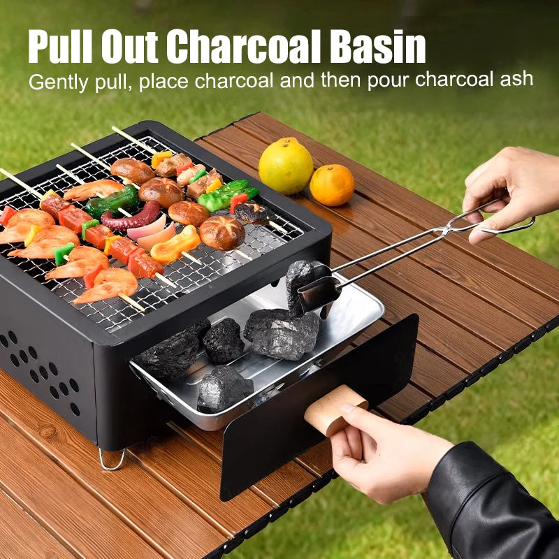 Charcoal Grill with Stainless Portable Nonstick