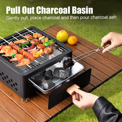 Charcoal Grill with Stainless Portable Nonstick