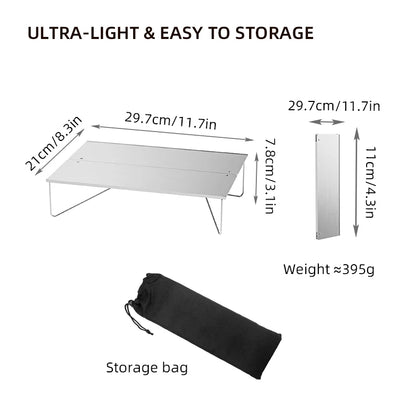 Mini Aluminum Travel Table with Ultralight Foldable