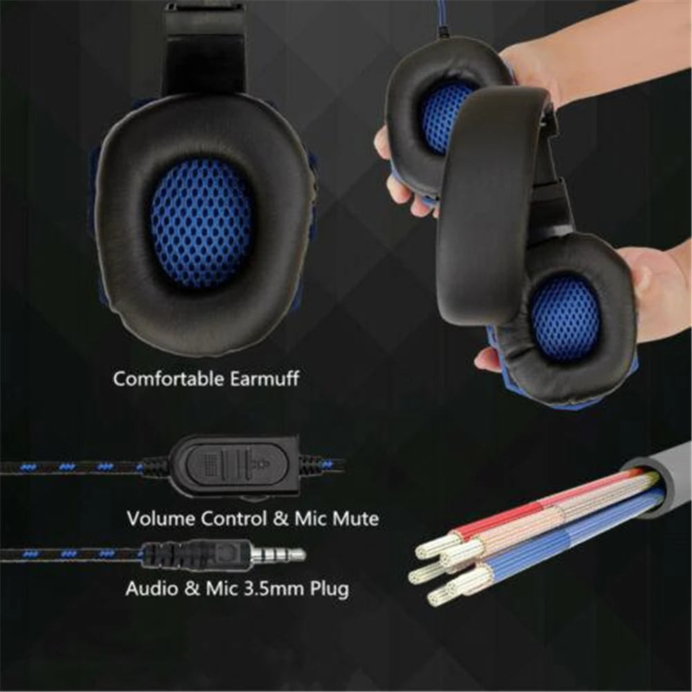 Gaming Headset with Wired 3.5mm Adjustable Microphone