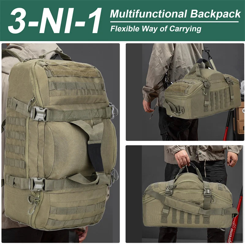 Tactical Backpack with 60L Waterproof 600D Polyester