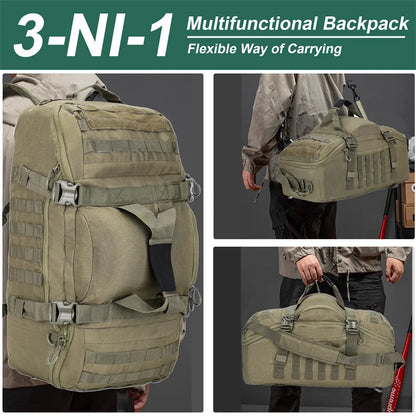 Tactical Backpack with 60L Waterproof 600D Polyester
