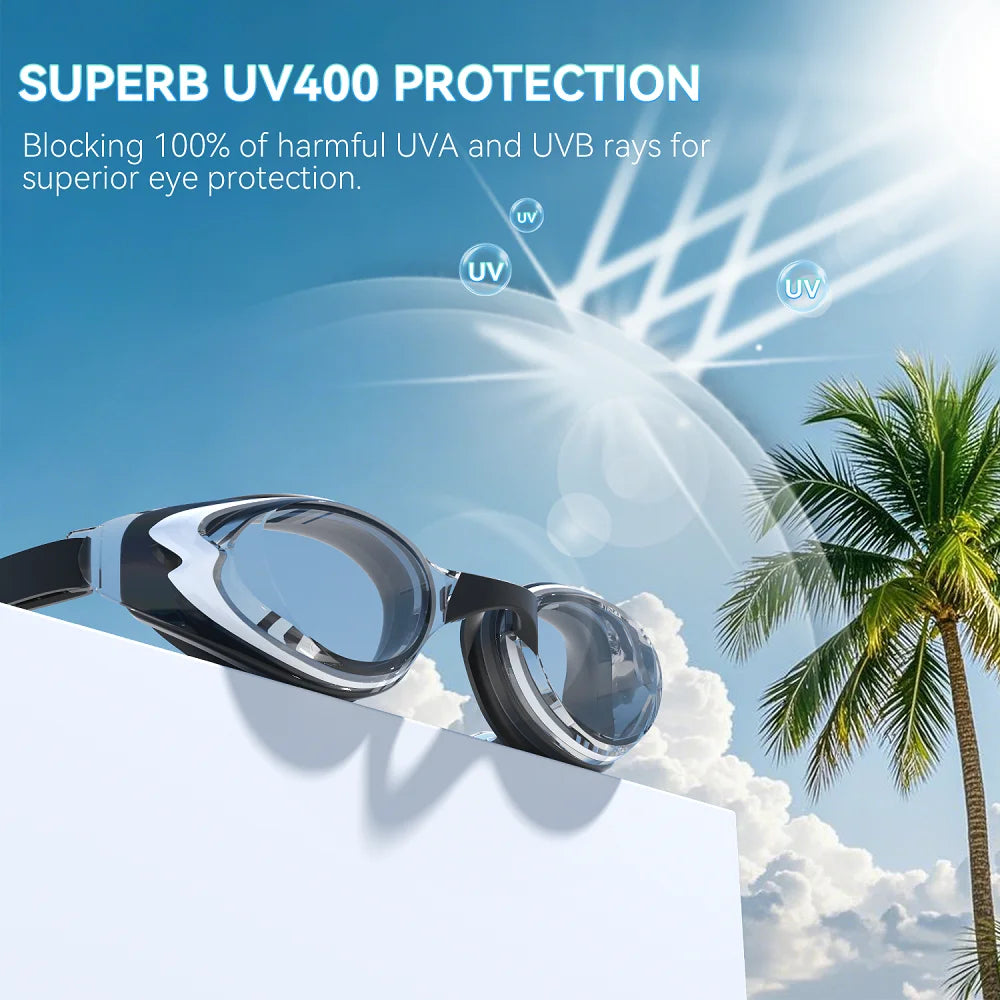 Swimming Goggles with UV Protection for Adult (Clear Grey)