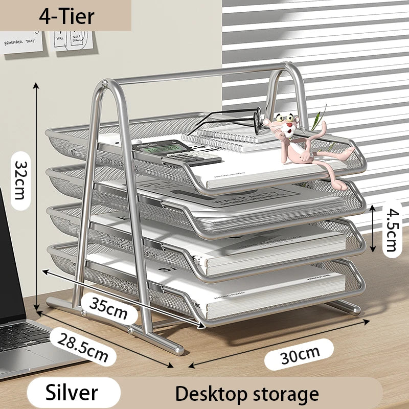 Document Tray Metal Desktop File Organizer