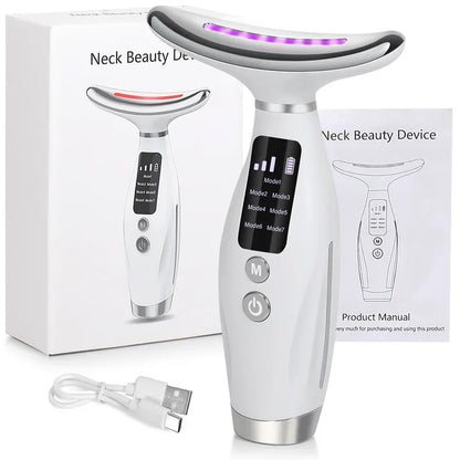 Neck Face Beauty Massager Device with Micro-Current 7-Color LED