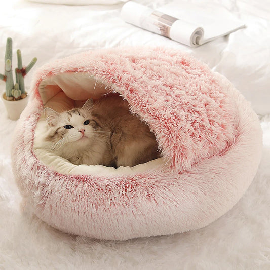 Pet Bed Plush Round Covered Nest for Small Dogs Cats