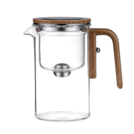 Teapot Glass Magnetic Separation Wood Handle