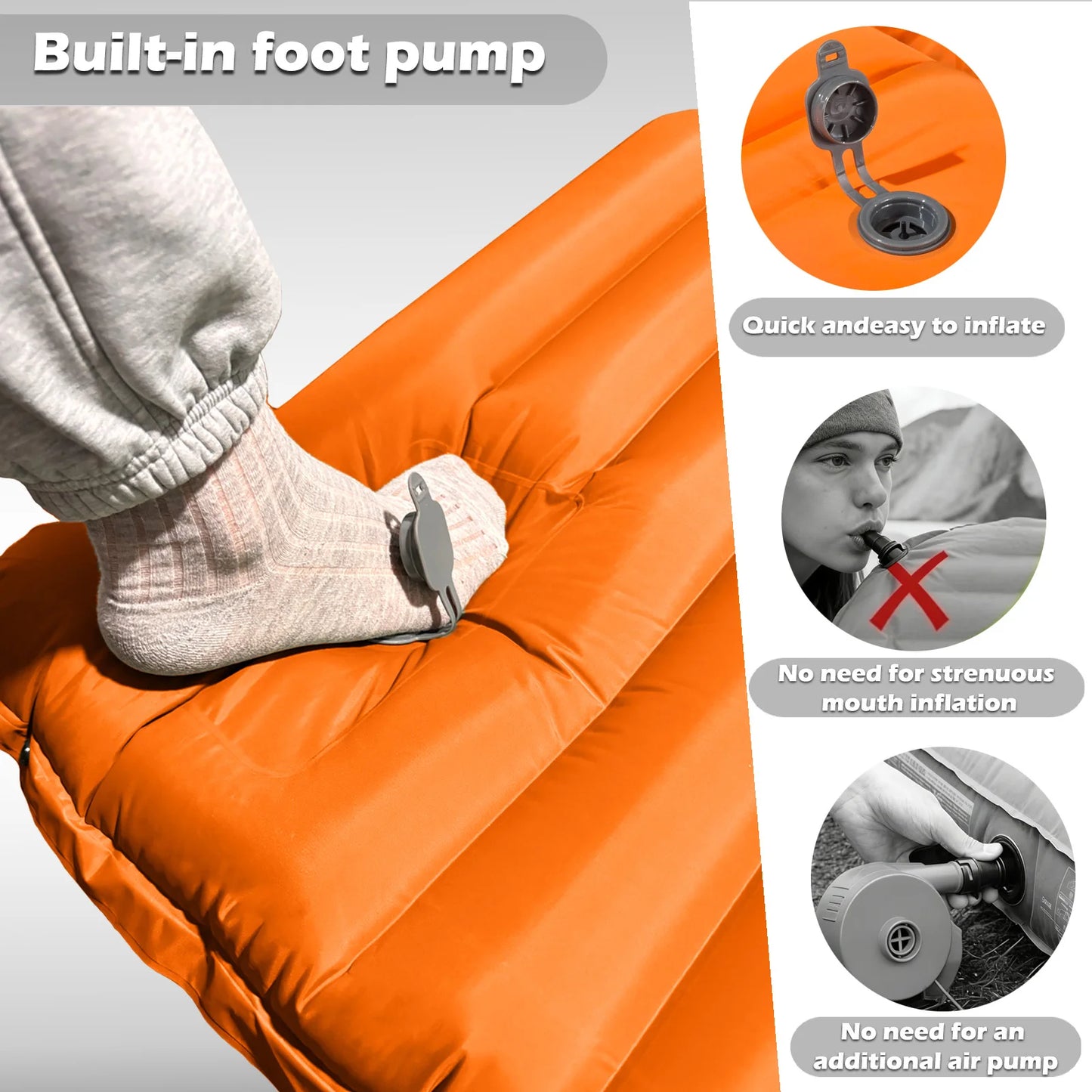 Air Mattress Twin Connectable with Built-In Pump