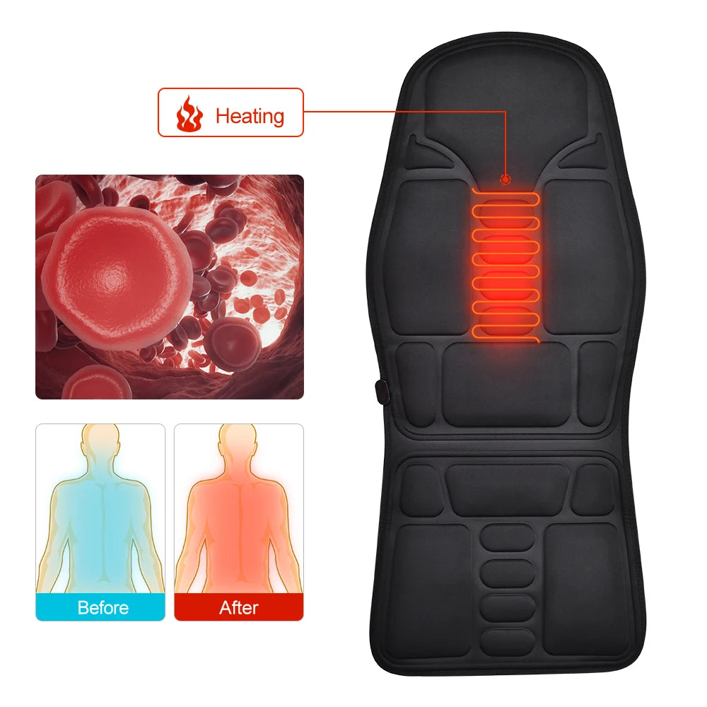 Massage Cushion Electric Heating Vibrating Back Relief Pad