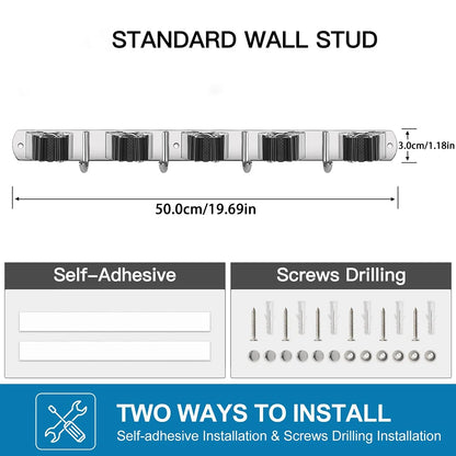 Mop Broom Holder Stainless Steel Wall Mounted
