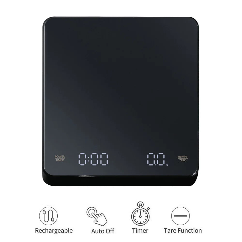 Coffee Scale Digital Precision Timer LED USB Rechargeable