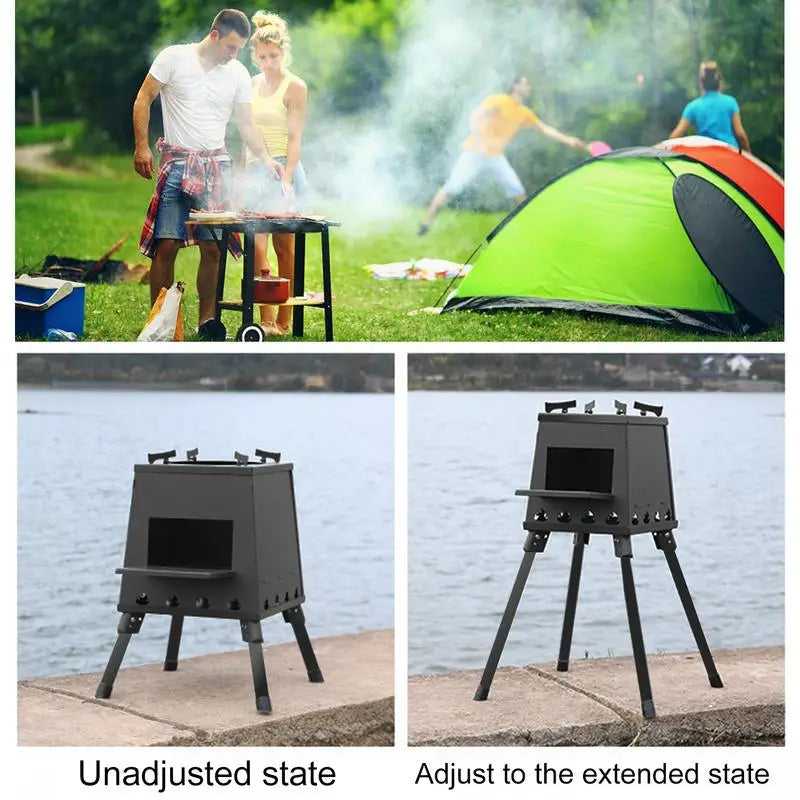 Camping Wood Stove Foldable with Firewood Grill