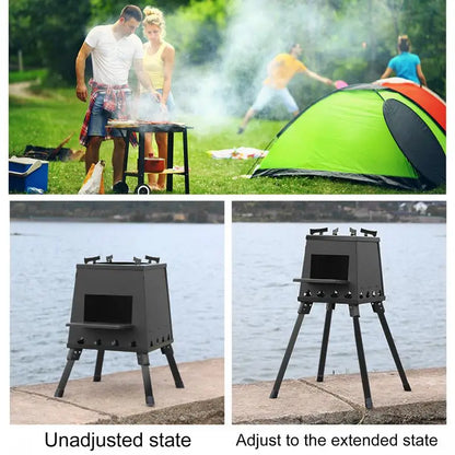 Camping Wood Stove Foldable with Firewood Grill