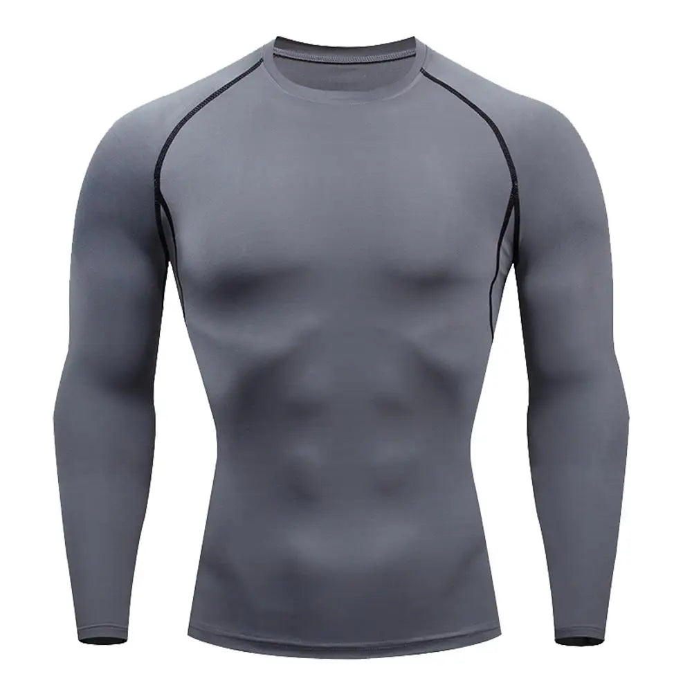 Top Long Compression Gray Sleeve Quick Dry for Men (Medium)