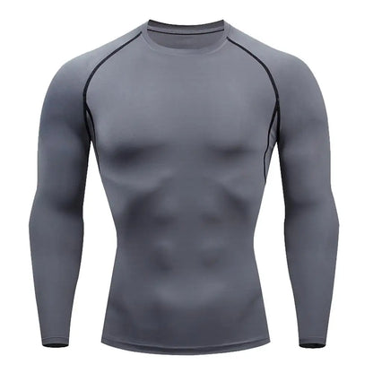 Top Long Compression Gray Sleeve Quick Dry for Men (Medium)