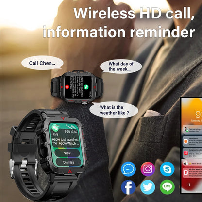 Sports Smart Watch with Bluetooth Call and LED Flashlight
