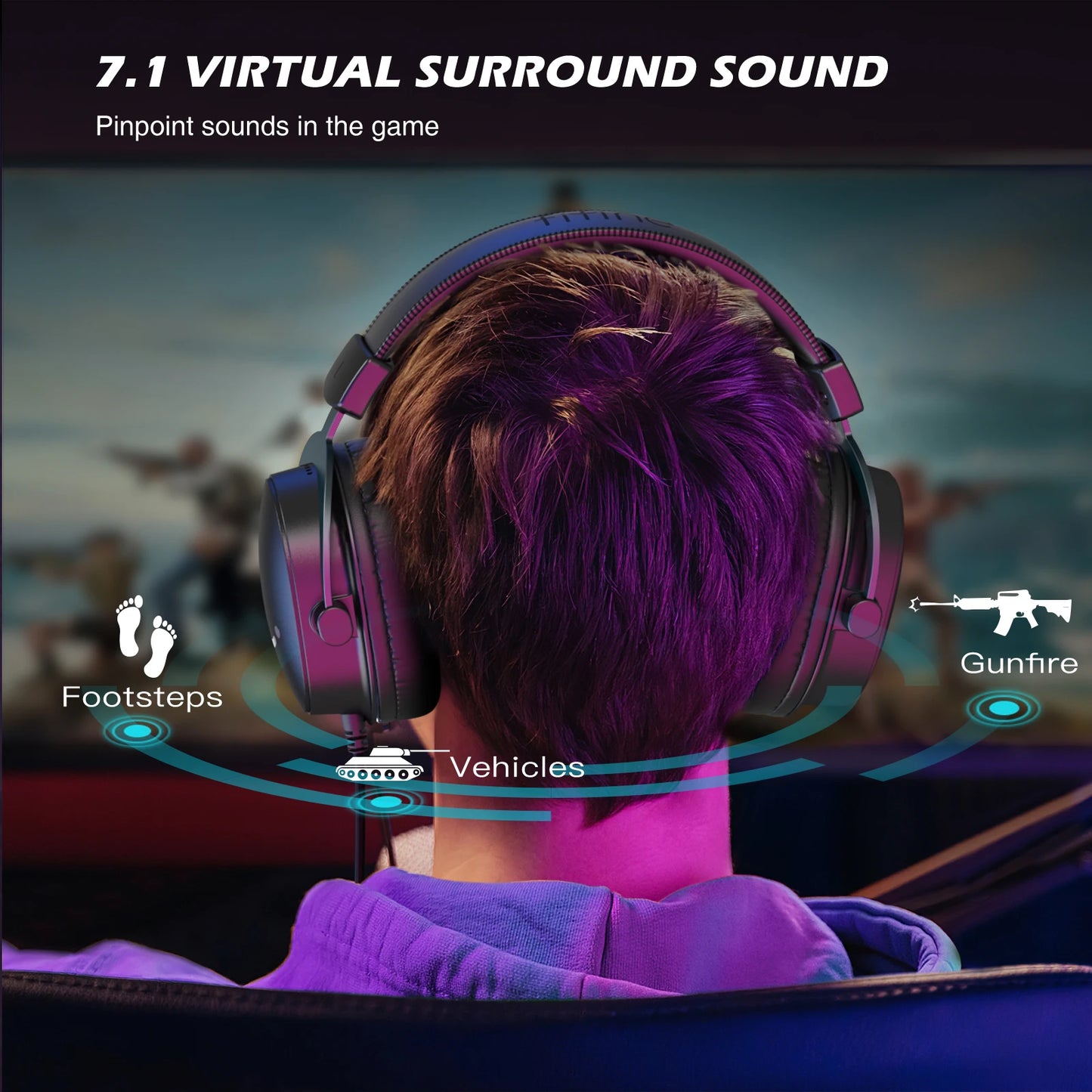 Headset Gaming 7.1 Surround Sound Wired Microphone