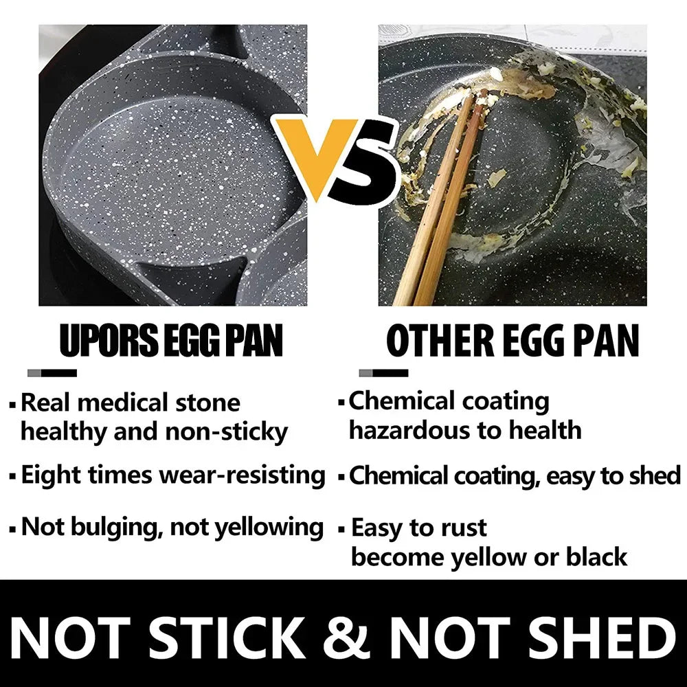 Frying Pan Non Stick Four Hole Omelet Wooden Handle