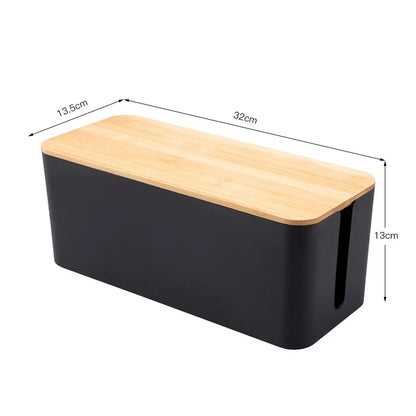 Cable Box Wooden Dustproof Wire Organizer