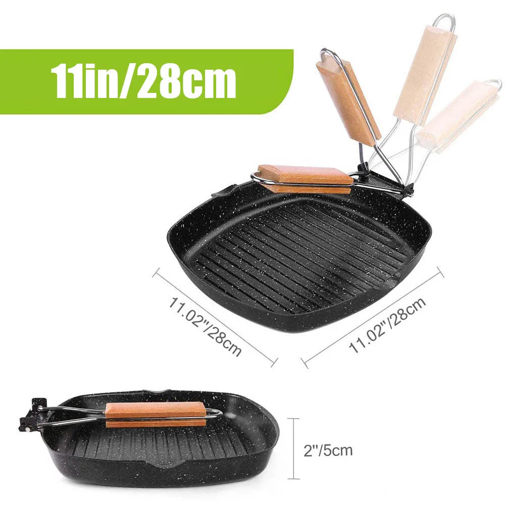 Frying Pan Non-Stick Camping Cookware with Folding Handle