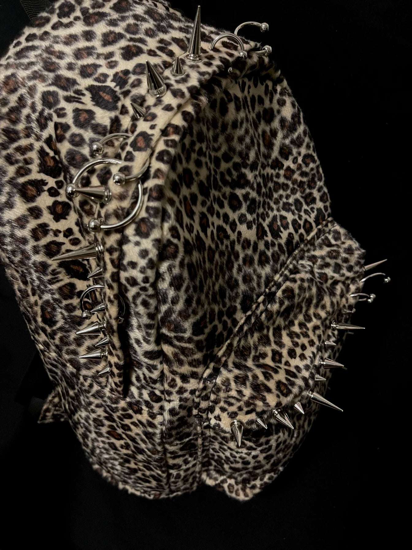 Leopard Backpack with Rivet Punk Large Capacity