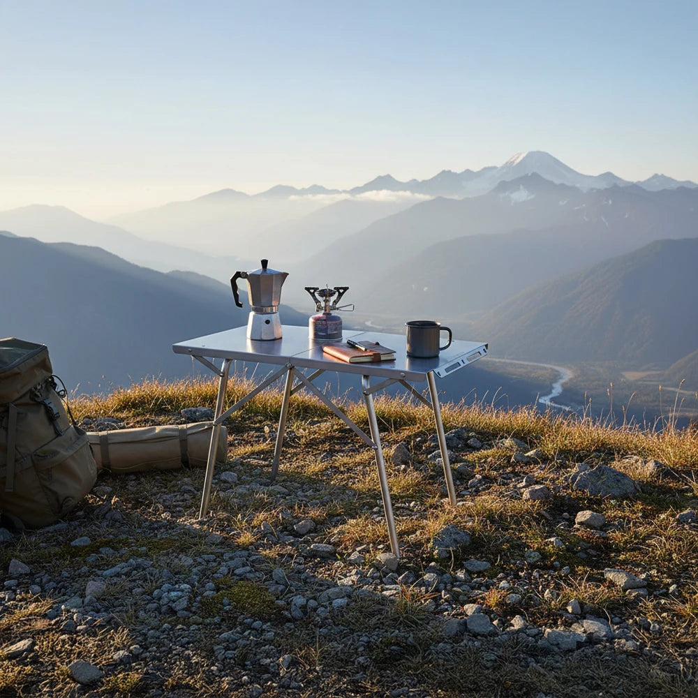 Camping Table with Folding Stainless Heat-Resistant