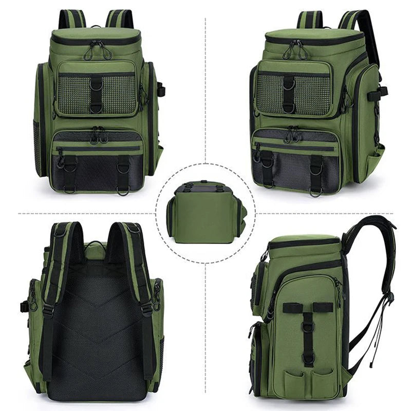 Fishing Backpack with Rod Holders & Tackle Storage