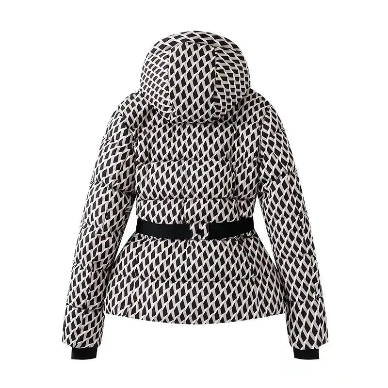 Women's Winter Hooded High Waist Padded Parka