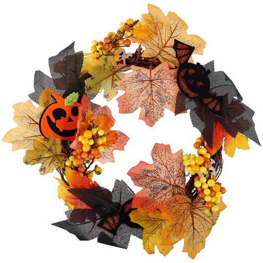 Best Halloween Autumn Wreath Pumpkin Skull Maple Leaf | Buy Online at Furniture Things Australia
