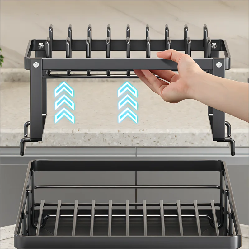 Dish Rack Adjustable Stainless Steel Kitchen Organizer