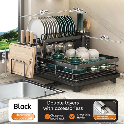 Dish Rack Adjustable Stainless Steel Kitchen Organizer