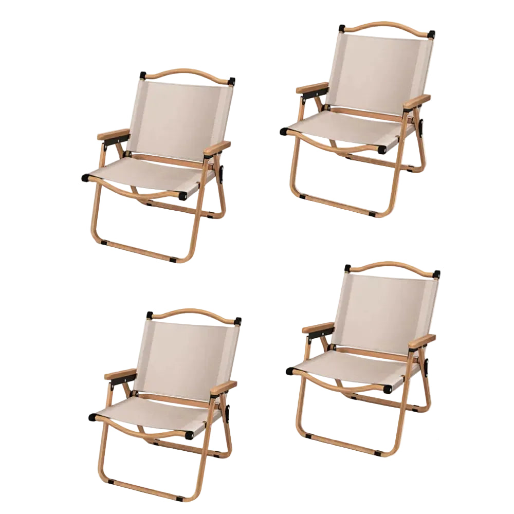 Camping Chair with Folding Aluminum Wood Armrest (4 pcs)