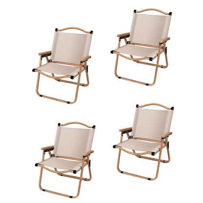 Camping Chair with Folding Aluminum Wood Armrest (4 pcs)