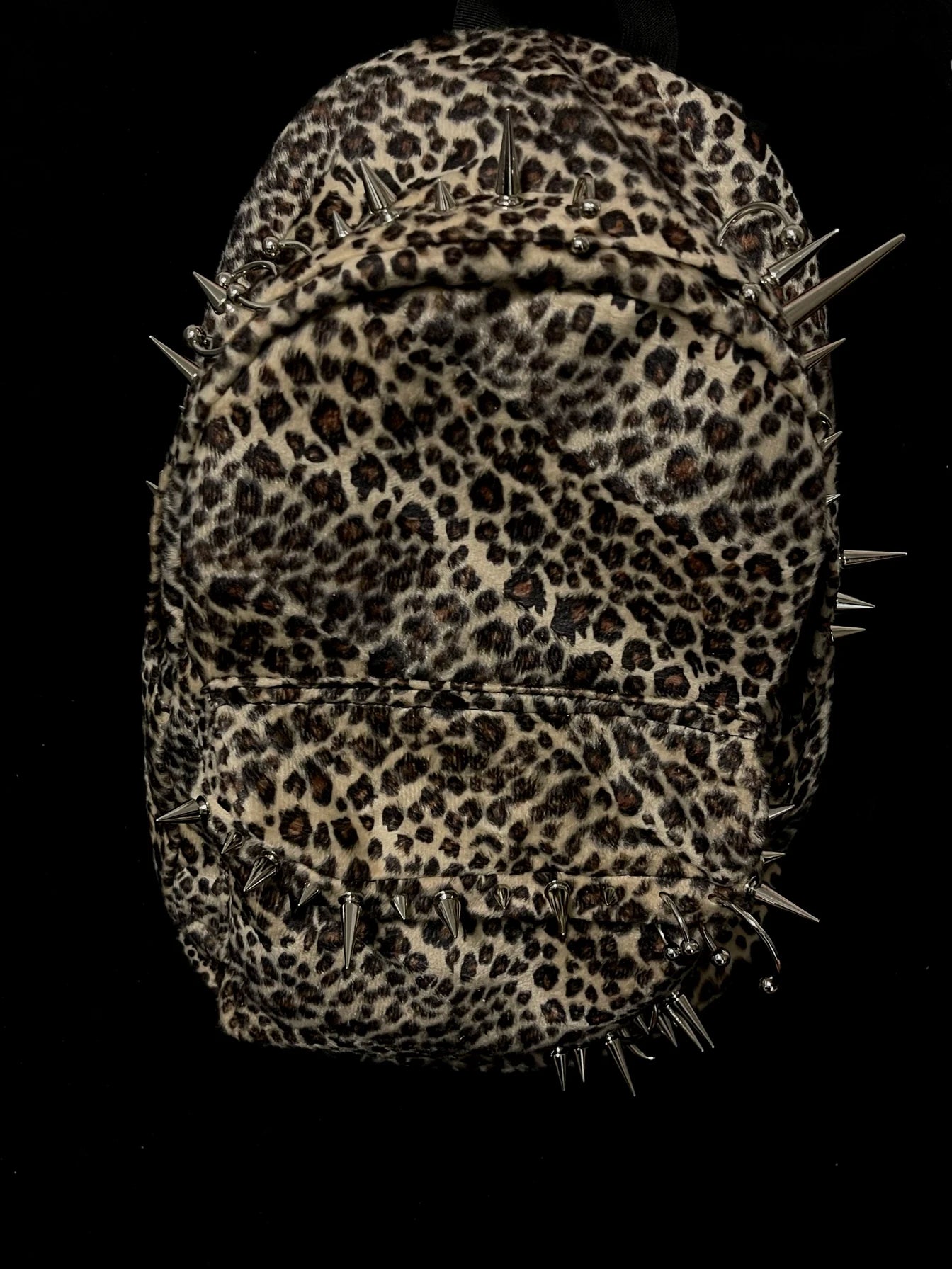 Leopard Backpack with Rivet Punk Large Capacity
