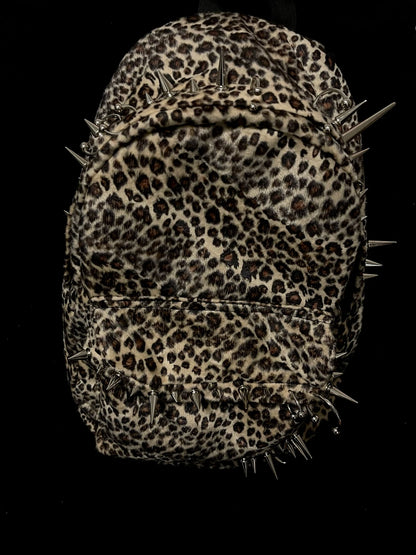 Leopard Backpack with Rivet Punk Large Capacity