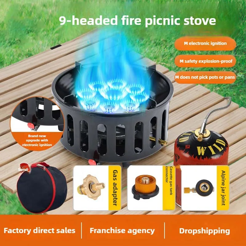 Camping Stove 9-Core High-Power Gas Burner