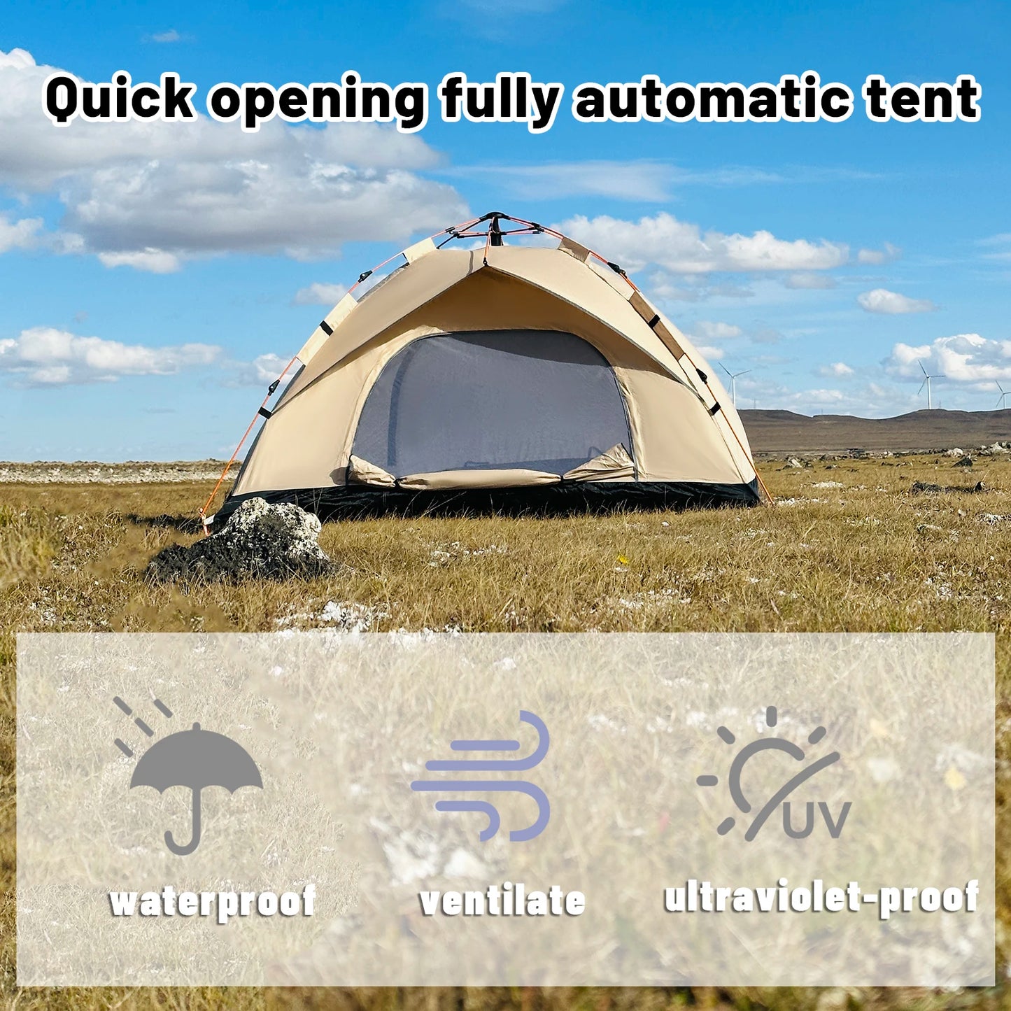 Tent Automatic Outdoor Quick-Opening 4-Person Waterproof Shelter