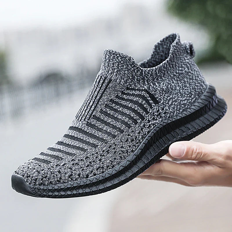 Walking Grey Shoes Slip-On Mesh Men (Shoe Size: 40)